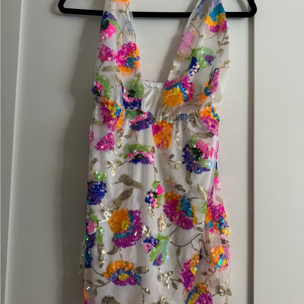 Colorful Sequin Floral Dress